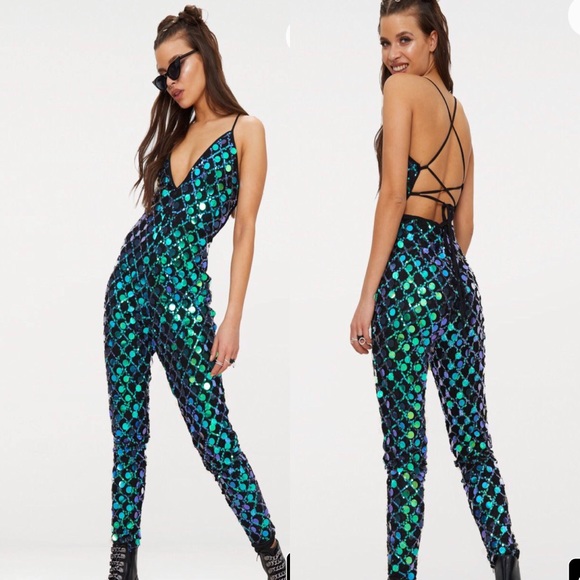 pretty little thing sequin jumpsuit